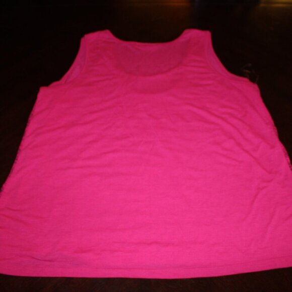 Bobbie & Brooks Hot Pink Lace Tank 1X Sheer Layering Y2K Cottagecore - Picture 9 of 9